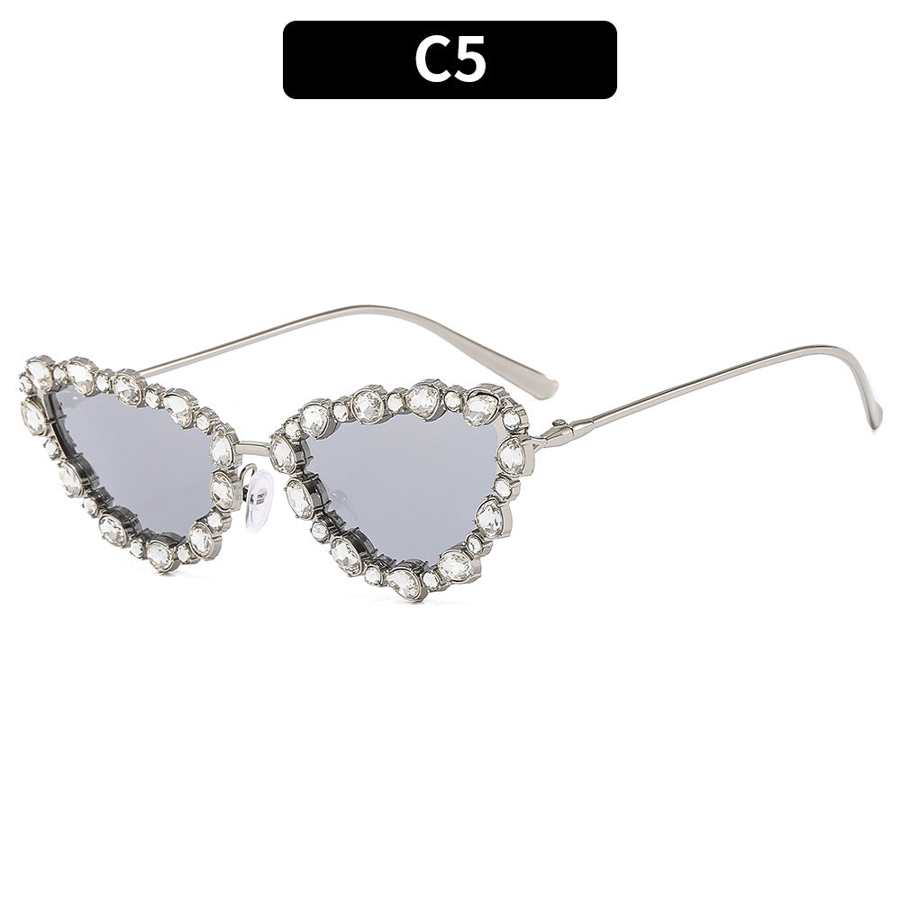 Wholesale PC Cat Eyes with Diamond Sunglasses